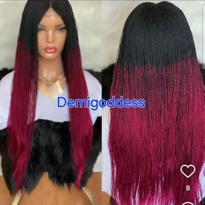 Goddess Two-Tone Black and Burgundy Closure Wig